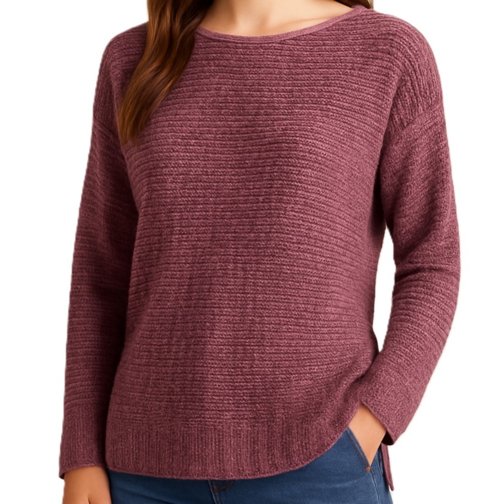 Pure Jill Womens‎ LP Purple Knit Long Sleeve Pullover Sweater Top Casual Petite
